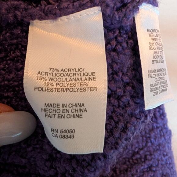 Evan-Picone Petite Purple Fuzzy Cardigan Sweater Button Front Textured PL - Picture 7 of 7